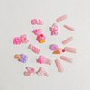 Long Press on Nails Square Fake Nails with Charms Nude Pink Acrylic Nails Cute Heart Bear Charm Designs Glue on Nails Reusable Artificial Full Cover Stick on Nails for Women and Girls 24Pcs