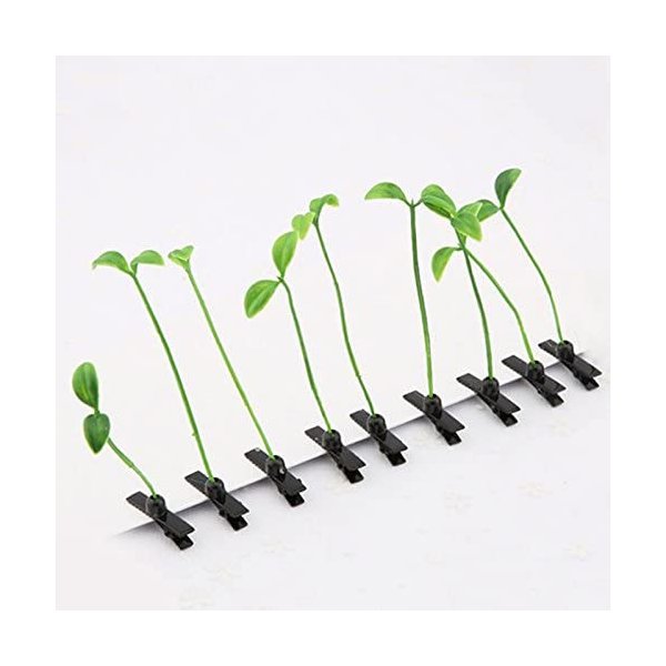 Dreamxue Funny Grass Hair Clips, 4 Pcs Bean Sprout Hairpins, Green Leaf Plant Antenna Hair Pins Hair Accessories for Women Girls Kids