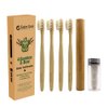 Gaia Guy Bamboo and Boar Bristle Toothbrush (4 Pack) + Travel Case & Silk Dental Floss | 100% Compostable Bristles and Floss | Eco-Friendly Dental Set | Biodegradable & Compostable Wooden Toothbrushes