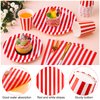 durony 64 Pieces Carnival Table Decorations White and Red Striped Paper Plates Napkin Cup Circus Theme Party Decorations for Carnival, Birthday, Picnic Party
