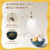 Rislobx 3-in-1 Tumbler Catnip Toy Interactive Cat Toys Cat Teaser with Feather and Bell, Track Balls Kitten Toys for Indoor Cats 9.8'' High (Blue)
