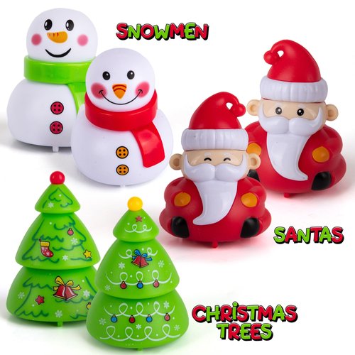 ArtCreativity Christmas Pull Back Cars - Set of 6 Pull Back Cars - Pull Back Toys for Kids in Xmas Designs - Christmas Themed Toys for Toddlers, Holiday Stocking Stuffers, Goodie Bag Fillers