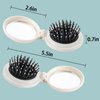 Mini hairbrush, pocket hairbrush with mirror, portable for purse/pocket, travel size (Black flowers and plants)