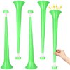 GCQJOQ 4 Pcs Stadium Horn 21 Inch Vuvuzela Plastic Collapsible Cheering Trumpets for Sporting Events Football Carnival St Patricks Day Party Supplies, Green