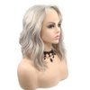 Xiweiya Silver Grey Short Cut Curly Synthetic Lace Front Wigs Bob Hair Curly Lace Wigs Side Parting Heat Resistant Wigs For Women Platinum Gray Wigs 14 inches
