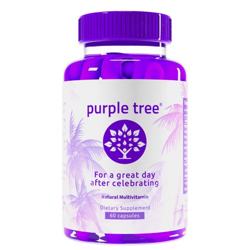 purple tree Post Celebration Wellness Vitamins | Liver Support, Body Replenisher, Rapid Hydration | Dihydromyricetin DHM, Milk Thistle, Electrolytes, Vitamin B, Willow Bark, Quercetin (60 Pills)