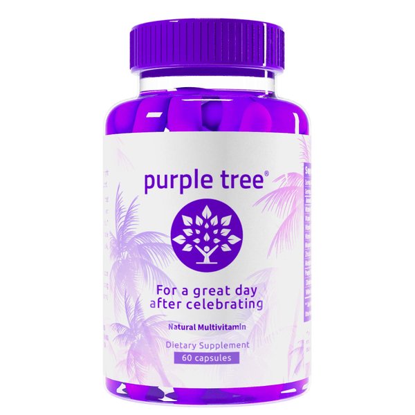 purple tree Post Celebration Wellness Vitamins | Liver Support, Body Replenisher, Rapid Hydration | Dihydromyricetin DHM, Milk Thistle, Electrolytes, Vitamin B, Willow Bark, Quercetin (60 Pills)