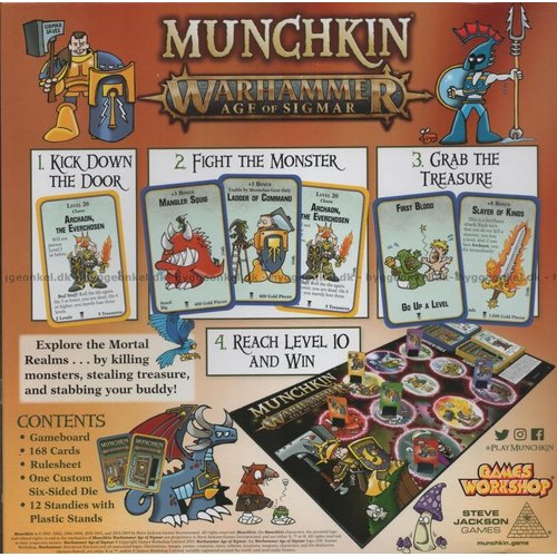 Steve Jackson Games Munchkin Warhammer Age of Sigmar Board Game (Base Game) | Adult, Kids, & Family Game | Fantasy Adventure Roleplaying Game | Ages 10+ | 3-6 Players | Avg Play Time 120 Mi n