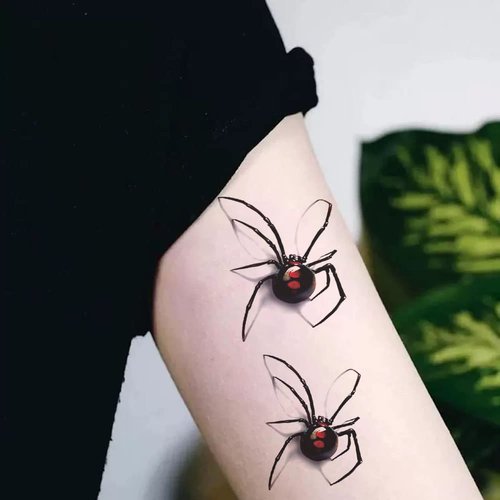 Oottati 2 Sheets Waterproof Small Cute Fake Hand Neck Temporary Tattoos Stickers Halloween Horror 3D Realistic Spider Ladybug