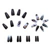 Christmas Press on Nails Long Coffin SWEKKE Black & White Fake Nails False Nails with Designs Santa Reindeer Christmas Tree Glossy Glue on Nails Xmas Acrylic Nails for Women Girls 24 Pcs