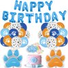 Blue Dog Birthday Party Supplies,Blue Dog Party Decorations,Blue Backdrop Kids Birthday Decoration,Include Blue Dog Paw Balloons,Happy Birthday Cake Topper and Blue Balloons Banner