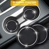 EcoNour Car Cup Coasters (2 Pack) | Car Push Start Button Bling (1 Pack) | Car Cup Holder Coaster | Crystal Rhinestone Car Interior Accessories | 2.75 Inch Universal Anti-Slip Coasters
