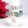 Faerie 2Pcs Silky shiny organza hair band, elastic hair band Crystal rhinestone Hair tie Silk ponytail hair tie Square rhinestone hair tie cat's eye head tie