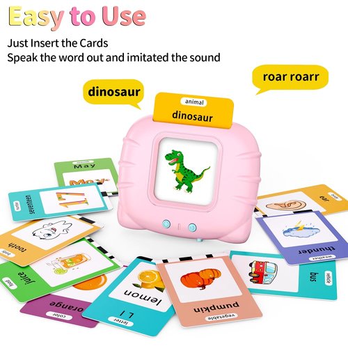 Eaever Educational Learning Toys - 520 Sight Words Talking Flash Cards, Autism Sensory Toys, Pocket Speech for Toddlers, Toddler Toys for 1 2 3 4 5 6 Year-Old Kids, Girls, Birthday/Easter Gift, Pink