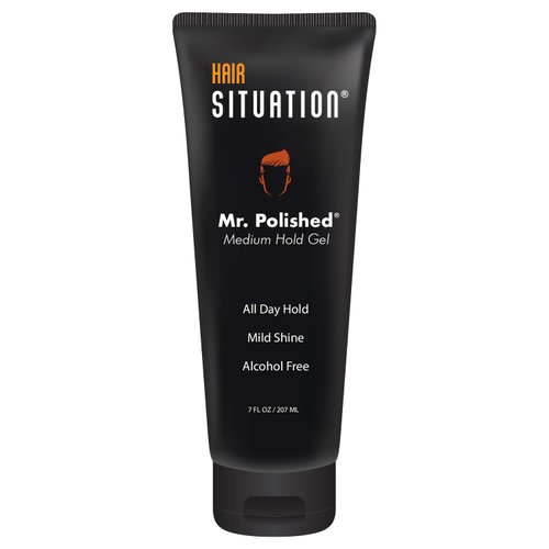 Mr. Polished Hair Styling Gel - Medium Hold, Infused with Vitamins to Strengthen Hair and Volumize, Alcohol-Free, Anti Humidity, Anti Frizz, No Flake with Natural Shine Made for All Hair Types 7 Fl Oz