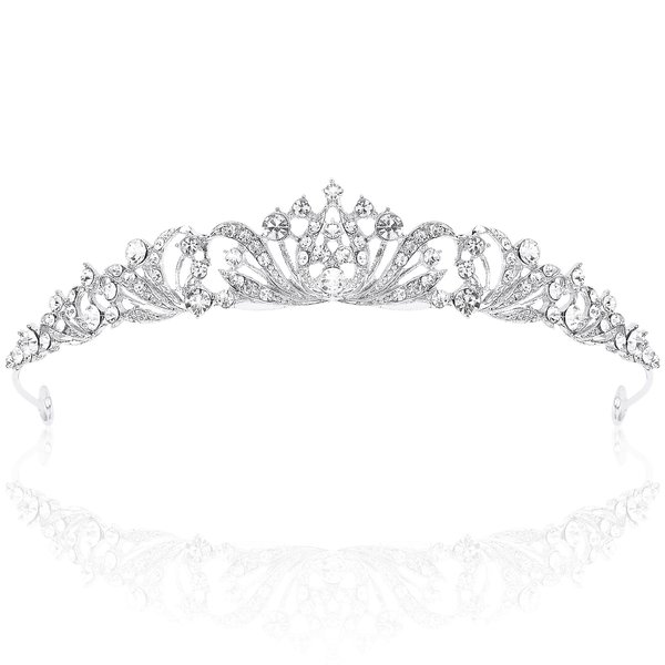 TOBATOBA Silver Tiara Crowns for Women Girls Wedding Tiara Princess Tiara for Wedding Prom Quinceanera Birthday Crown Halloween Hair Accessories