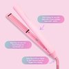 FoxyBae Flat Iron Hair Straightener - 1" Sleek & Slay Ceramic Flat Iron Hair Straightener - Dual Voltage Portable 2 in 1 Hair Curler & Straightener for Frizz Free, Shinier & Smoother Hair [Party-Pink]