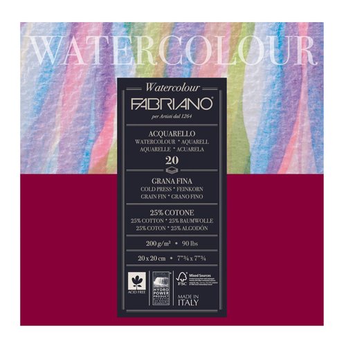 Fabriano Studio Watercolor Paper 200 g/m² 20 x 20 cm White