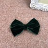 4.5" Christmas Dark Green Velvet Ribbon Hair Bow Alligator Clips Cheer Barrettes Pins Girls Christmas Party Dress Outfit Decor Accessory Teen Toddler Women Kids Xmas Gift