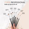 Eye Makeup Brushes Eyeshadow Brush Set - 7pcs Soft Synthetic Brush Kit - For Blending Eyeshadow, Eyeliner, Crease, Eyebrow - Long Lasting, Apply Better, Flawless Look Makeup