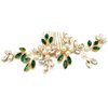 BETITETO Pearl Crystal Hair Comb Bridal Green Rhinestone Gold Vine Hair Piece Accessories for Wedding Women