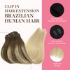 GOO GOO Clip in Hair Extensions Real Human Hair, Remy Human Hair Extensions Clip ins for Women, Natural Human Hair, 16inch 150g 9Pcs, 4/18 Balayage Chocolate Brown Highlighted Dirty Blonde