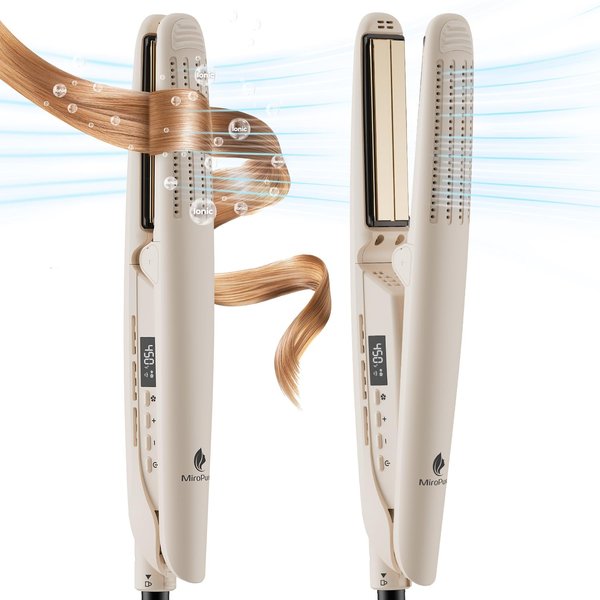 MiroPure Flat Iron Hair Straightener, Hair Straightener and Curler 2-in-1, 360° Airflow Styler with Cool Air for Curls, Titanium Ceramic Ionic, Hair Care Aroma,Auto Off, Dual Voltage for Travel