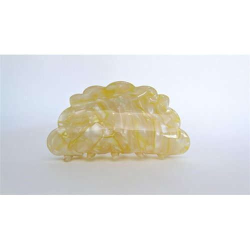 Generic Golden yellow and white marbled hair claw clip for medium hair