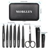 Tweezers Set and Nail Clippers, Tweezers Set for Men, MORGLES 9PCS Professional Stainless Steel Tweezers No Gaps with Leather Travel Case