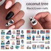 MAIOUSU STORE Nail Art Stickers, 12 Sheets Summer Palm Tree Water Transfer Nail Decals Nail Stickers with Assorted Patterns Coconut Tree Tropical Style Ocean Beach Design DIY Nail Art Decoration 25