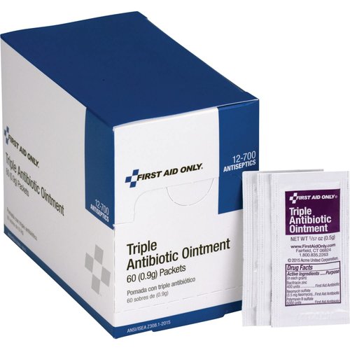 First Aid Only, Inc 12700 Triple Antibiotic Ointment, 0.5 G Packet, 60/Box