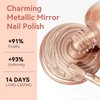 MIZHSE Chrome Nail Polish, Rose Glod Mirror Nail Polish for Nail Art, Long-lasting Mirror Metallic Effect Nail Polish, 0.53oz Gorgeous Quick-Dry Reflective Nail Polish for Fingernail Toenail Manicure
