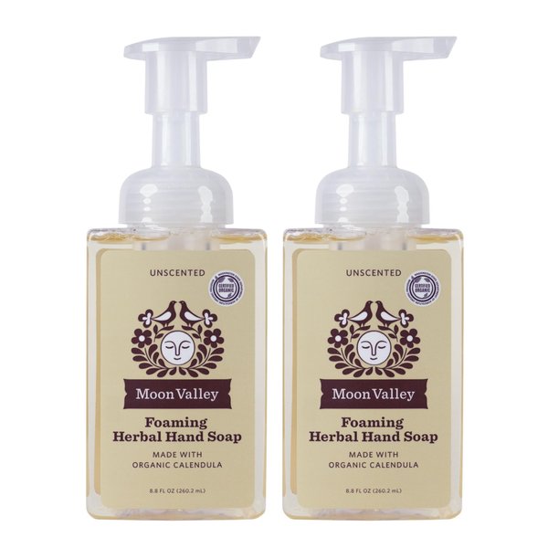 Moon Valley Herbal Foaming Hand Soap, Unscented Two Pack, Vegan, Recyclable Bottle