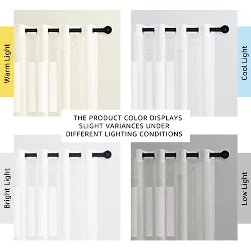 NICETOWN White Sheer Linen Curtains for Living Room 84 inch Length 2 Panels Set, Grommet Semitransparent Balance Privacy & Light Vertical Flax Sheer Drapes for Bedroom, W52 x L84