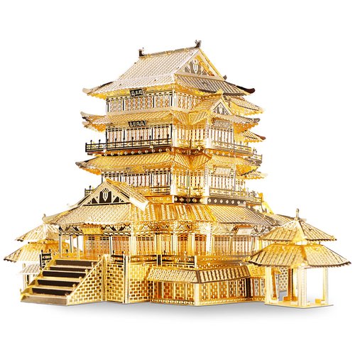Piececool 3D Metal Puzzle for Adults, Tengwang Pavilion Metal Model Kit, Chinese Famous Architecture Building Kit DIY Craft Brain Teaser 3D Puzzles STEM Toys Gifts for Teens Man Woman Family- 106 Pcs