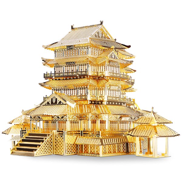 Piececool 3D Metal Puzzle for Adults, Tengwang Pavilion Metal Model Kit, Chinese Famous Architecture Building Kit DIY Craft Brain Teaser 3D Puzzles STEM Toys Gifts for Teens Man Woman Family- 106 Pcs