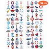 8 Sheets (96PCS) Nautical Anchor Temporary Tattoos Theme Birthday Party Decorations Supplies Favors Stickers for Kids Adults Boys Girls Gifts Classroom School Prizes Rewards