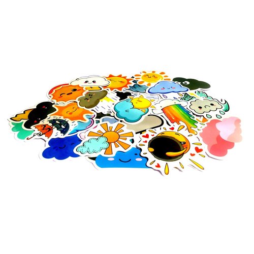 50 Pcs Cute Meme Weather Stickers for Kids Planner Calendar Scrapbooking, Mood Tracker Stickers for Journal