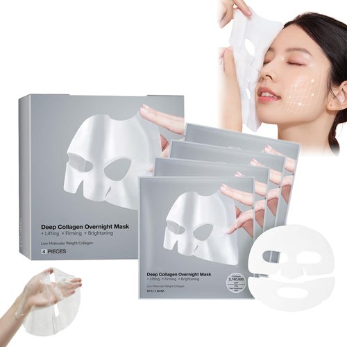 Generic Collagen Face Mask Deep Collagen Anti Wrinkle Lifting Mask, Facial Hydrogel Masks, Collagen Overnight Mask, Helps Reduce Fine Lines & Wrinkles, Lifting, Firming, Moisturizing - 37gx4ea (1box)