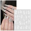 White Flower Nail Art Stickers Decals 5D Embossed Floral Petal with Pearls Rhinestone Nail Design Stickers White Magnolia Flowers Nail Decals Self Adhesive Camellia Flower Stickers for Nail Art 6Pcs