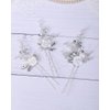 Rumtock 3pcs White Rose Flower Hair Pins Set Wedding Bridal Handmade Silver Hair Piece Pearl Jewelry