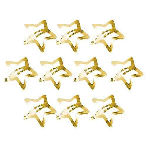 Xinjincang 10Pcs Gold Star Hair Clips Metal Snap Hair Clips Hair Barrettes Hair Side Clamps Headdress Cute Hair Accessories for Women Star Clips