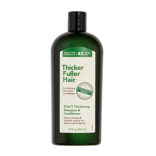 Thicker Fuller Hair 2-in-1 Thickening Shampoo and Conditioner for Men - Shampoo for Thinning Hair - Hydrating Shampoo with Aloe Leaf Juice - 12 oz