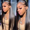 JUBOTIN 13x6 HD Lace Front Wigs Human Hair Straight 180% Density Human Hair Wig 13x6 Straight Wigs for Black Women Glueless 13x6 Lace Front Wigs Human Hair Pre Plucked Lace Front Wigs 28 Inch