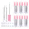 Lip Gloss Brush Wand Tubes Empty, 12 Pack 5ml Containers with Wand, 12 Light Pink Tubes with Rubber Stoppers for DIY Balm (Light Pink)