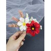 Brihasory Flower Hair Comb Boho Side Combs for Women and Girls, White and Red Artificial Flower Hair Clip Floral Hair Headpiece for Brides and Bridesmaids Valentines Day Festival Gifts