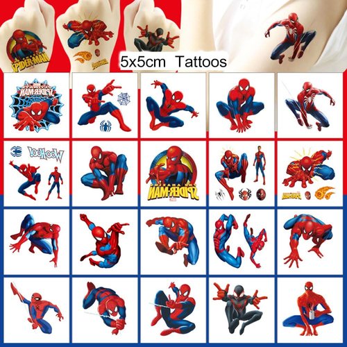 40pcs Spiderman Temporary Tattoos for Girl, Spiderman Birthday Party Favors, Funny Spiderman Cartoon Decoration Sticker Gifts for Kids Home Activity Class Prizes Carnival Christmas Rewards
