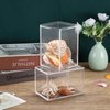 JUXYES Pack of 2 Clear Display Case for Mini Action Figures, Acrylic Display Case Box with Sliding Door, Stackable Display Case Cube Small Showcase Free Standing Dustproof Collectibles Protection Box