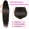 REECHO Ponytail Extension Drawstring Long Straight Ponytail Extensions 30” Natural Silky Soft Clip in Ponytail Hair Extensions Synthetic Hairpiece for Women, Black Brown