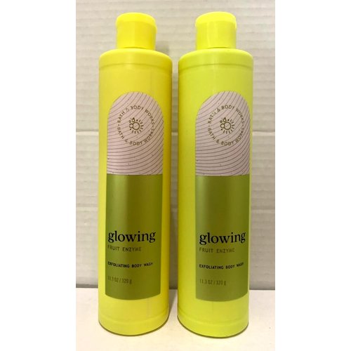 2 GLOWING With Fruit Enzymes Exfoliating bath Body Wash Set 2 11.3oz